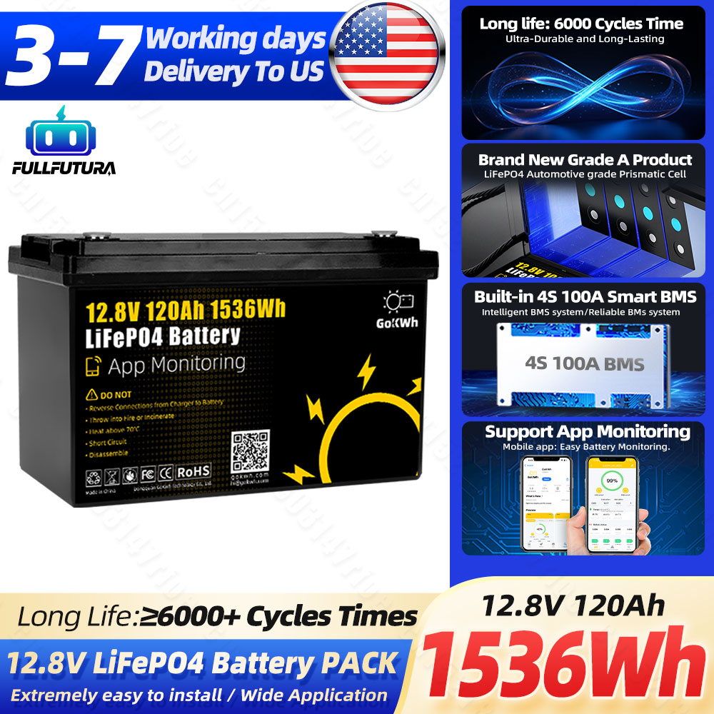 Outdoor Camping Usa - Batteria Lifepo4 12V 120Ah con oltre